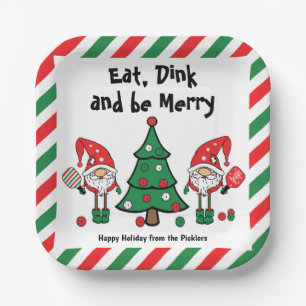 Christmas pickleball paper plate