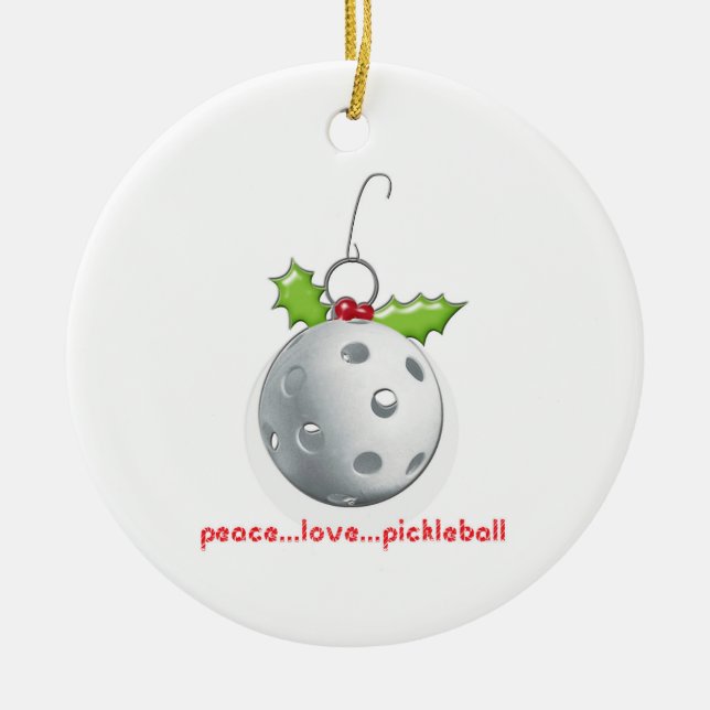 Christmas Pickleball peace ornament (Front)
