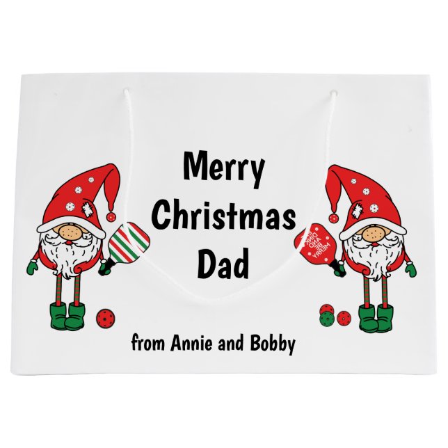 Christmas pickleball personalised   large gift bag (Front)