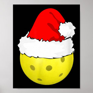 Christmas pickleball pickle ball santa hat funny poster