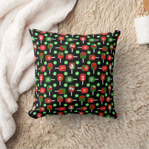 Christmas Pickleball Red Green Paddles Balls Black Cushion