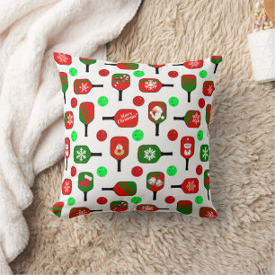 Christmas Pickleball Red Green Paddles Balls X-Mas Cushion
