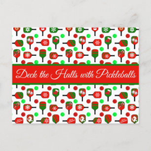 Christmas Pickleball Red Green Paddles Balls X-Mas Postcard