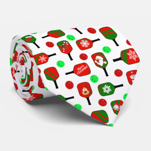 Christmas Pickleball Red Green Paddles Balls X-Mas Tie