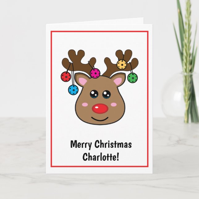 Christmas pickleball Reindeer  Card (Front)
