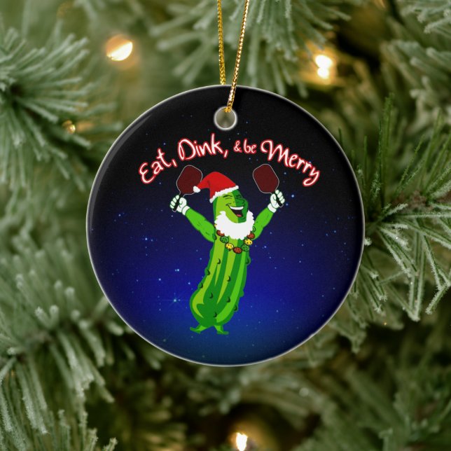 Christmas Pickleball Santa Hat Pickle Ceramic Tree Decoration (Tree)