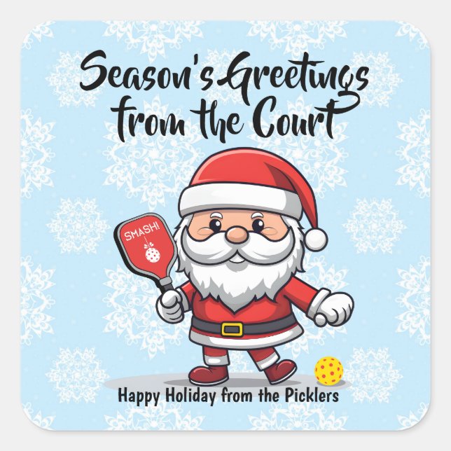 Christmas pickleball Santa Square Sticker (Front)