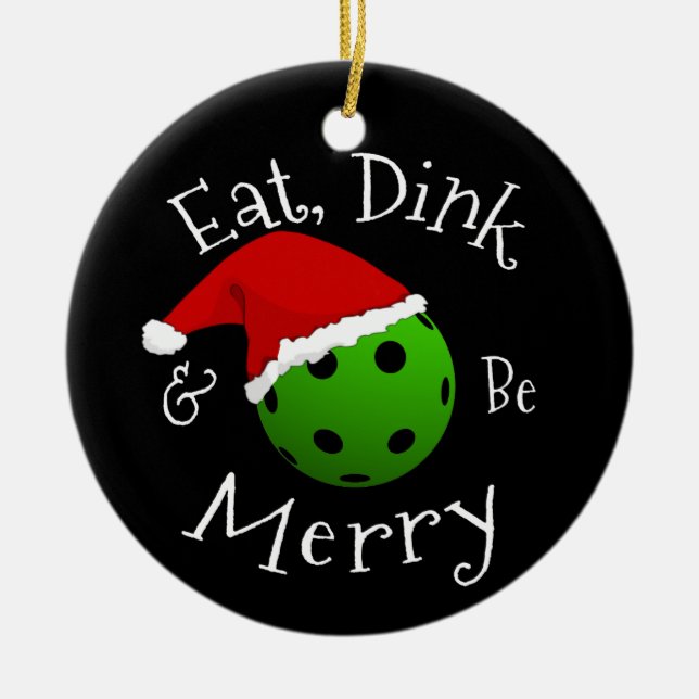 Christmas Pickleball Saying Ceramic Tree Decoration (Front)