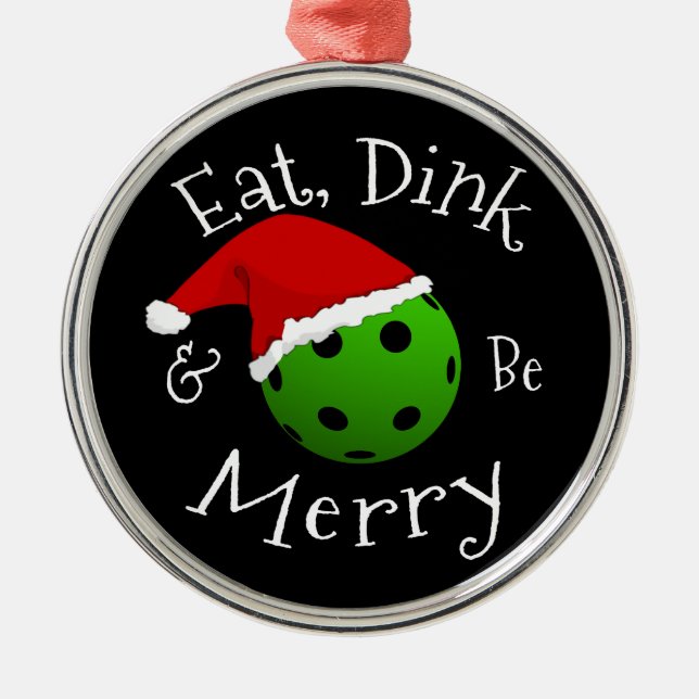 Christmas Pickleball Saying Metal Tree Decoration (Front)