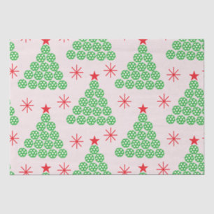Christmas Pickleball Tree with stars Pattern Tissue Paper