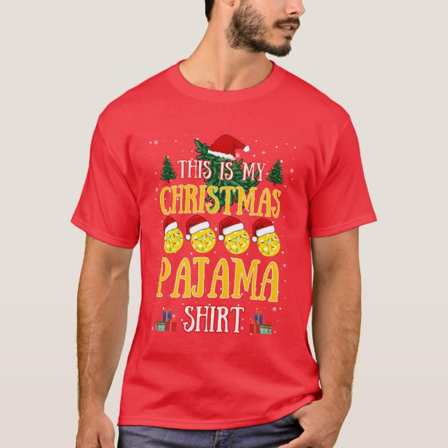 Christmas Pickleballhis Is My Christmas Pajama ret T-Shirt (Front)