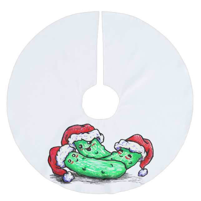 Christmas Pickles Brushed Polyester Tree Skirt (Front)