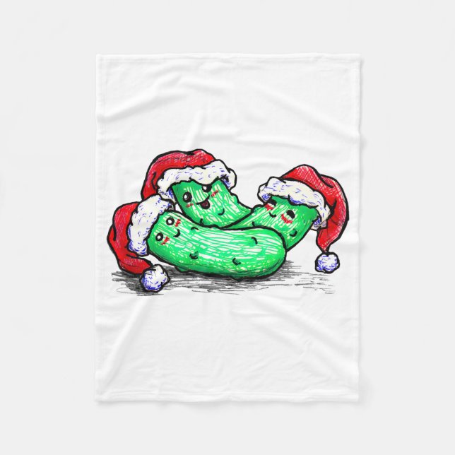 Christmas Pickles Fleece Blanket (Front)