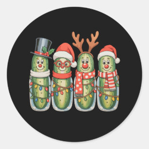 Christmas Pickles Funny Xmas Festive Holiday Classic Round Sticker