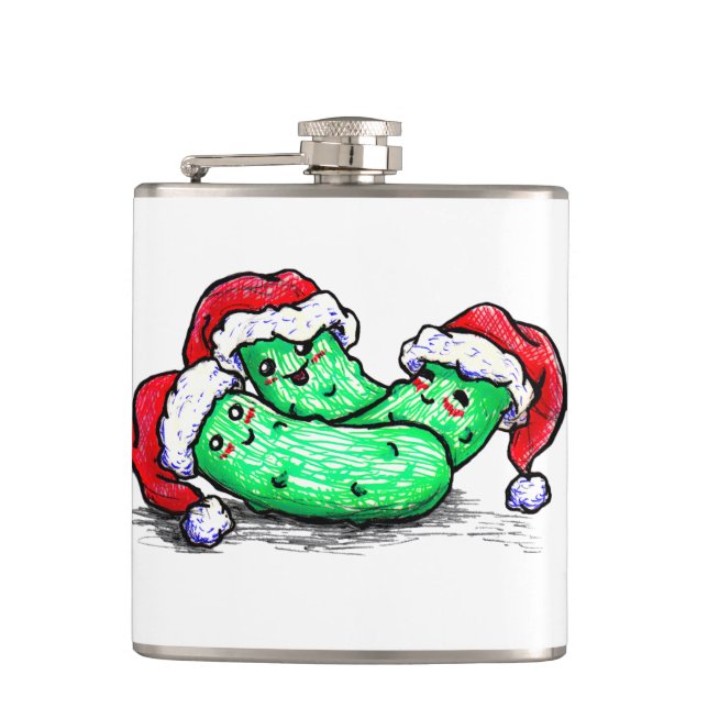 Christmas Pickles Hip Flask (Front)