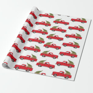 Christmas pickup truck pattern wrapping paper