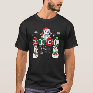 Christmas PICU Nurse Snowman Paediatrics ICU Crew  T-Shirt