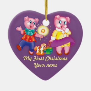 Christmas Pig Ceramic Tree Decoration