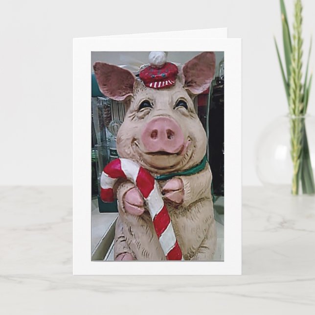 CHRISTMAS PIG FOR MY WIFE-LOVE LAUGHING WITH "YOU" HOLIDAY CARD (Front)