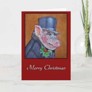 Christmas Pig Holiday Greeting Card