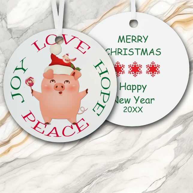 Christmas Pig Hope Love Joy Peace Metal Tree Decoration (Creator Uploaded)