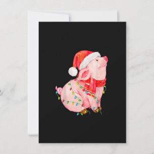 Christmas Pig lights Santa Hat Gifts For Boys Men  Invitation