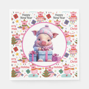 Christmas Pig  Napkin