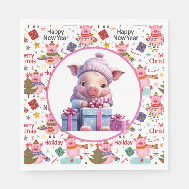 Christmas Pig  Napkin (Front)