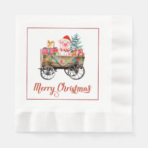 Christmas Pig Paper Napkins