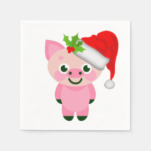 christmas pig santa claus napkin