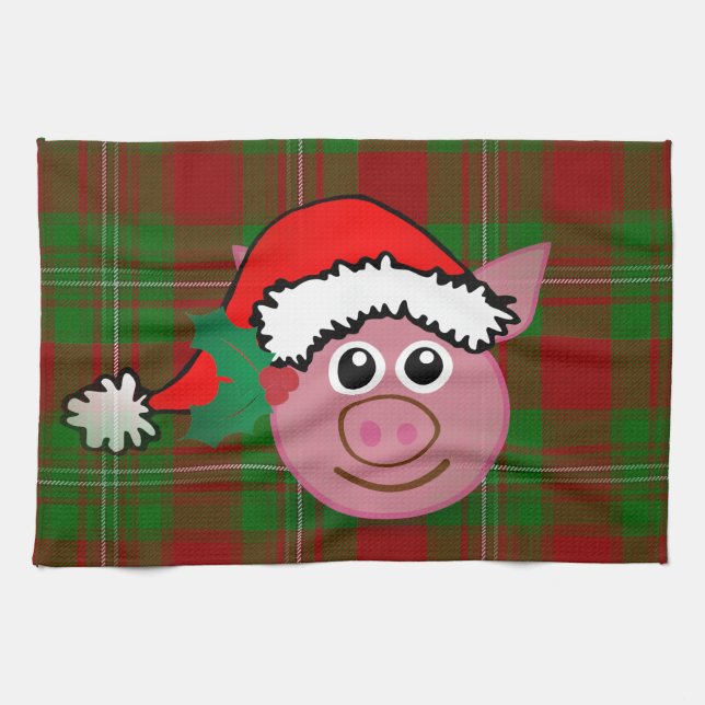 christmas pig tea towel (Horizontal)