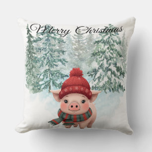 Christmas Pig Throw Pillow