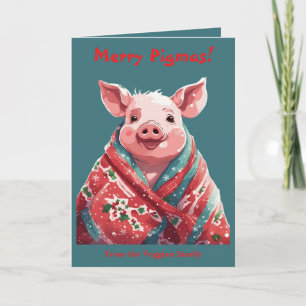 Christmas Pig Wrapped In A Holiday Blanket Card