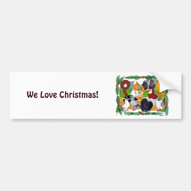 Christmas Pigeons Bumper Sticker (Front)