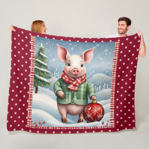 Christmas Piglet Fleece Blanket