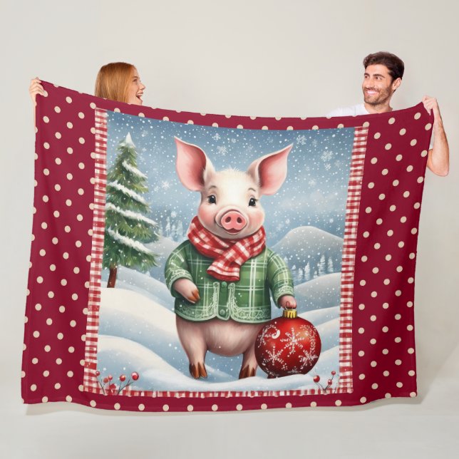 Christmas Piglet Fleece Blanket (In Situ)