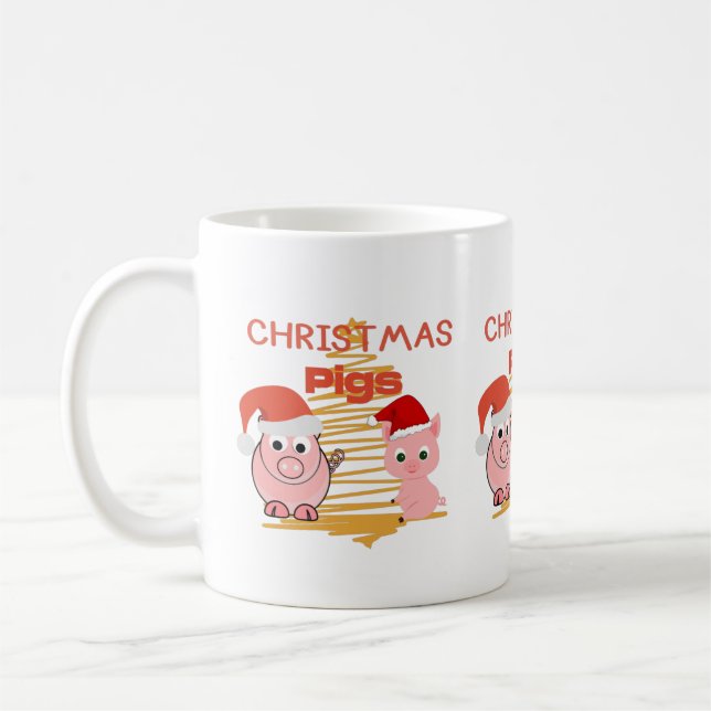 Christmas Pigs Coffee Mug (Left)