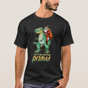 Christmas Pijama Xmas Holiday Dino T Rex With Sant T-Shirt