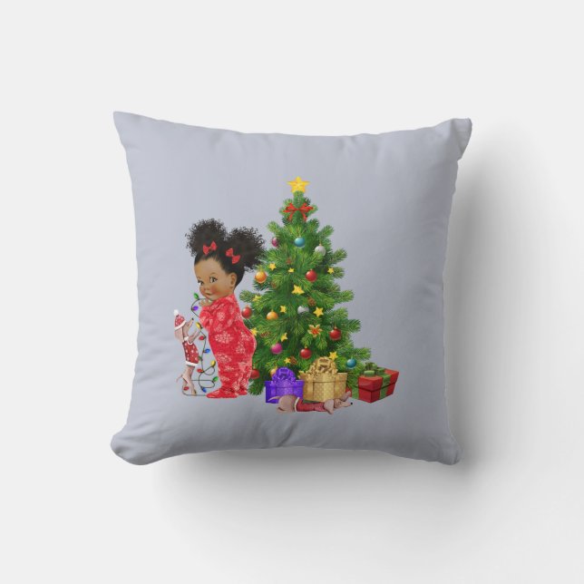 Christmas Pillow Dachshund African American Baby (Front)