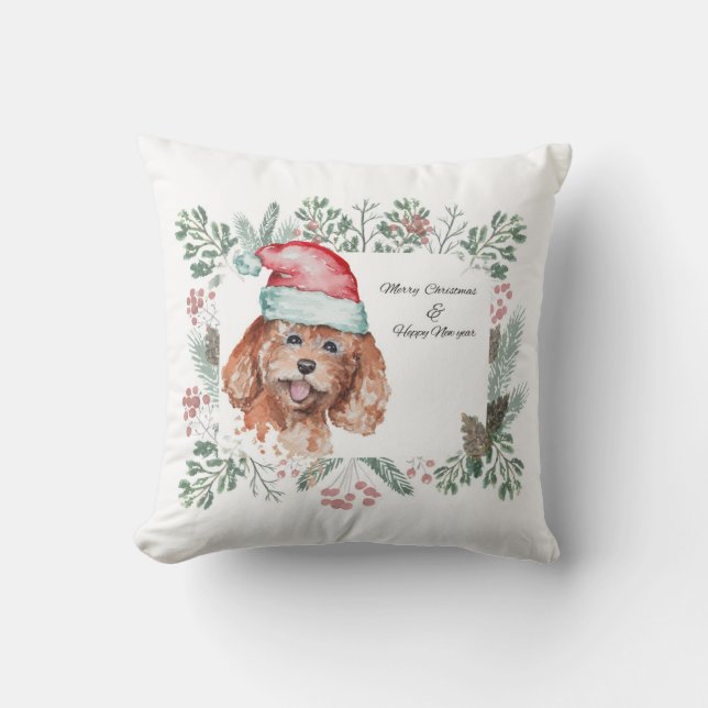 Christmas pillow decor Goldendoodle (Front)