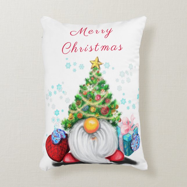 Christmas Pillow Gnome with Gift (Front(Vertical))