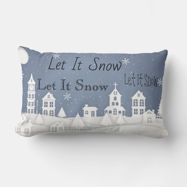 Christmas Pillow Let It Snow Blue White (Front)