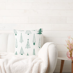 Christmas Pillow with Stylized Trees