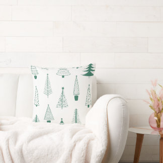 Christmas Pillow with Stylized Trees
