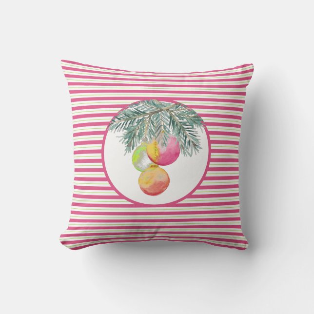 Christmas Pillows Unique Colourful Watercolor  (Front)