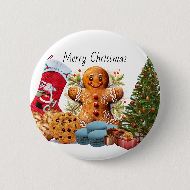 Christmas pin/ 6 cm round badge (Front)