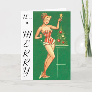 Christmas Pin-Up Girl Have a Merry Card