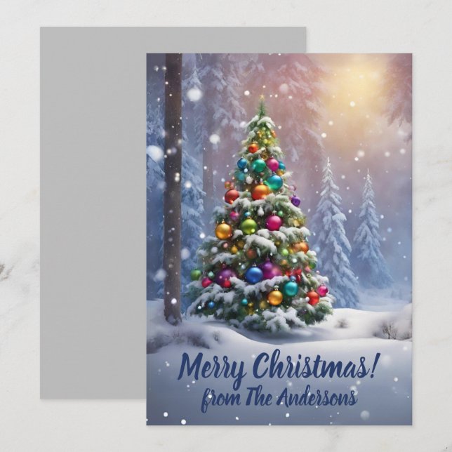 Christmas pine 80, Merry Christmas, greeting card (Front/Back)