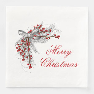 Christmas Pine and Berries Napkin