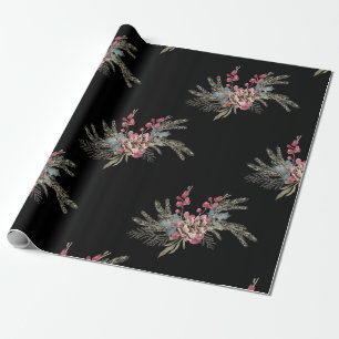 Christmas Pine Black Wrapping Paper